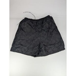 Starter Boys L Large Black Checkerboard Athletic Shorts Nylon Drawstring